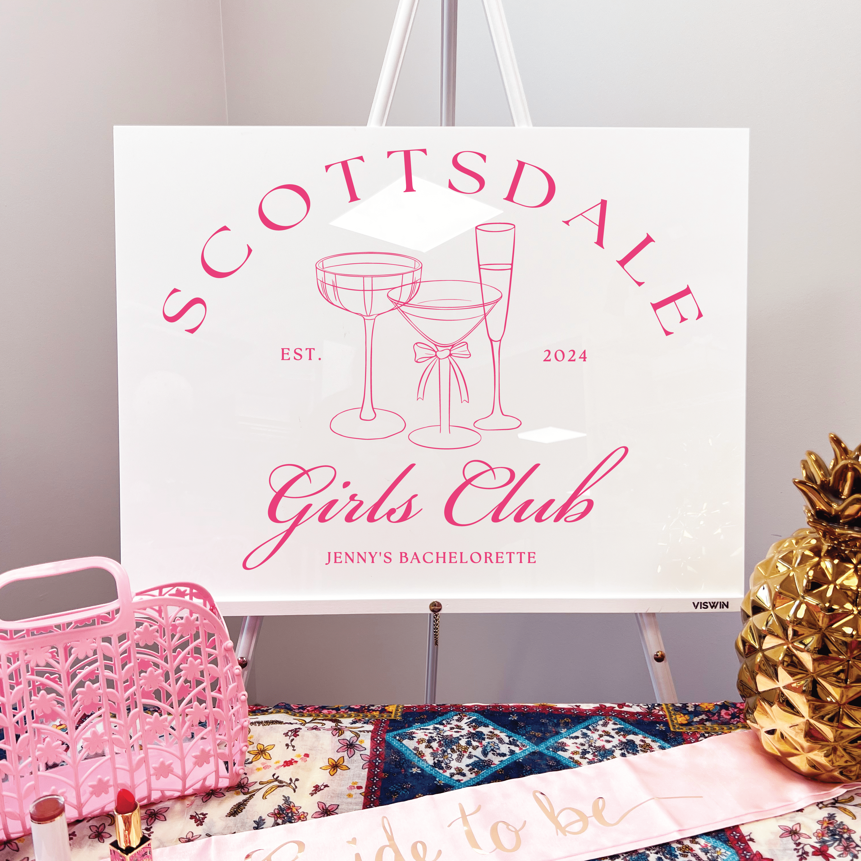 Scottsdale Girls Club Acrylic Bachelorette Sign - Bachelorette Sign