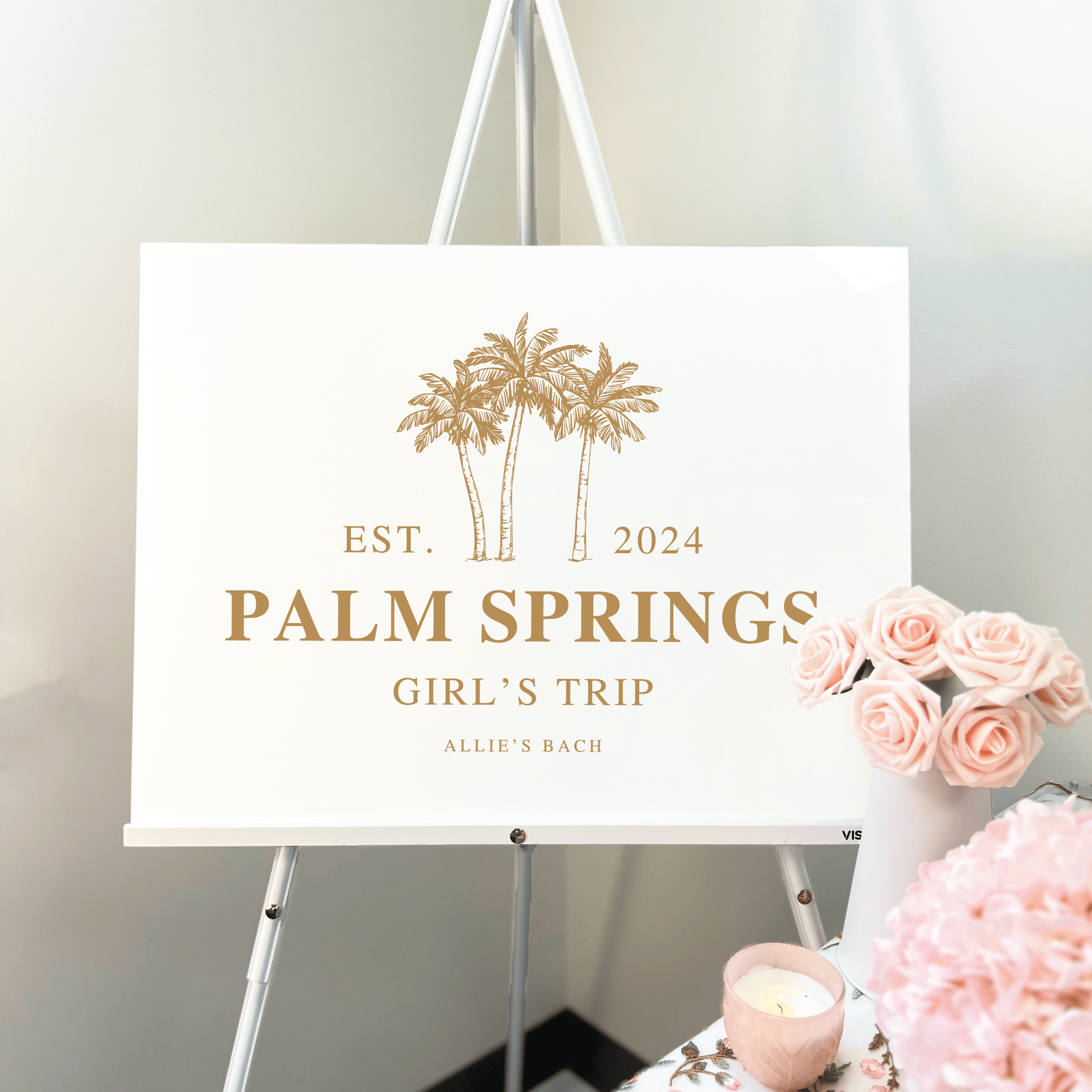 Palm Tree Girl's Trip Acrylic Bachelorette Sign - Bachelorette Sign