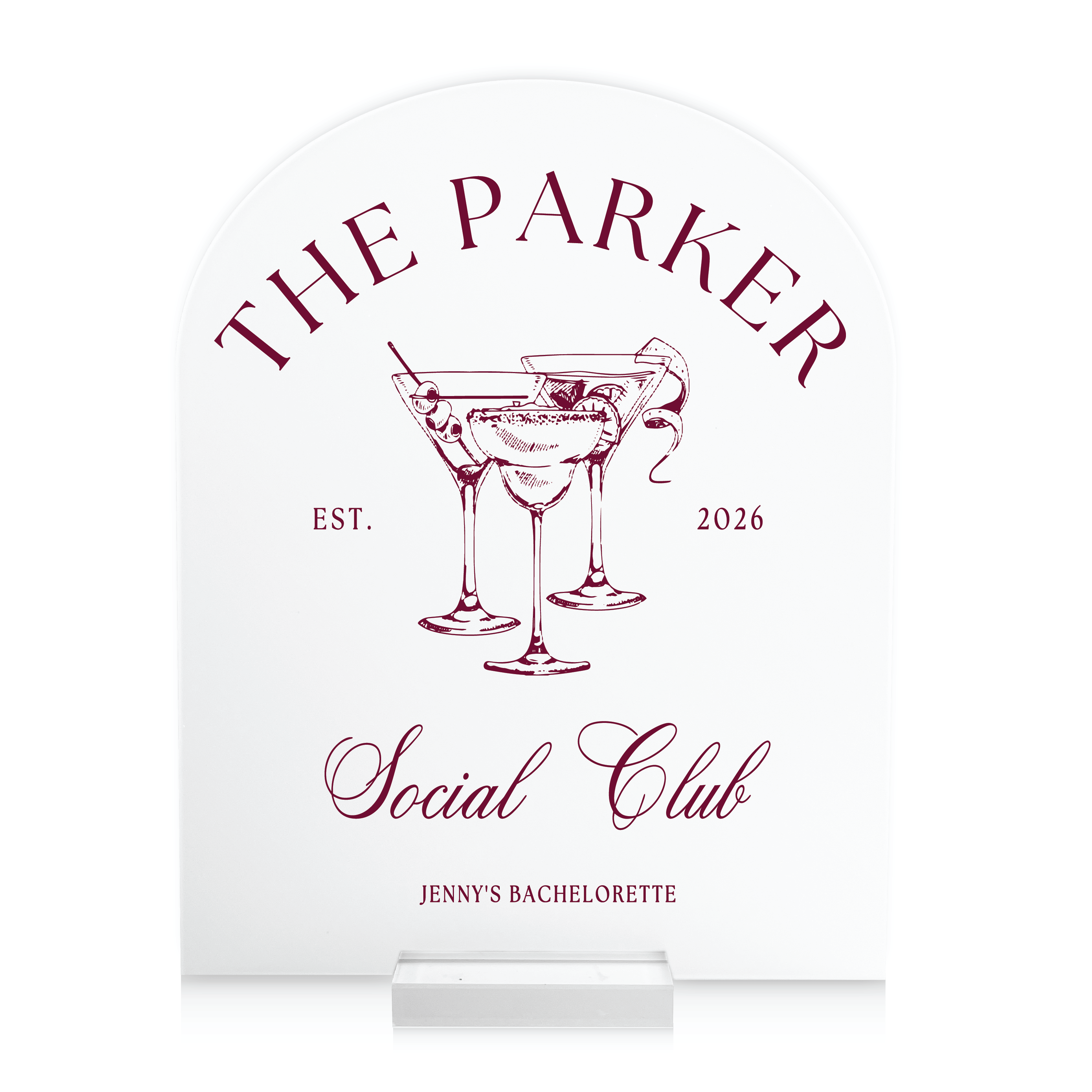 Social Club Acrylic Bachelorette Sign - Bachelorette Sign