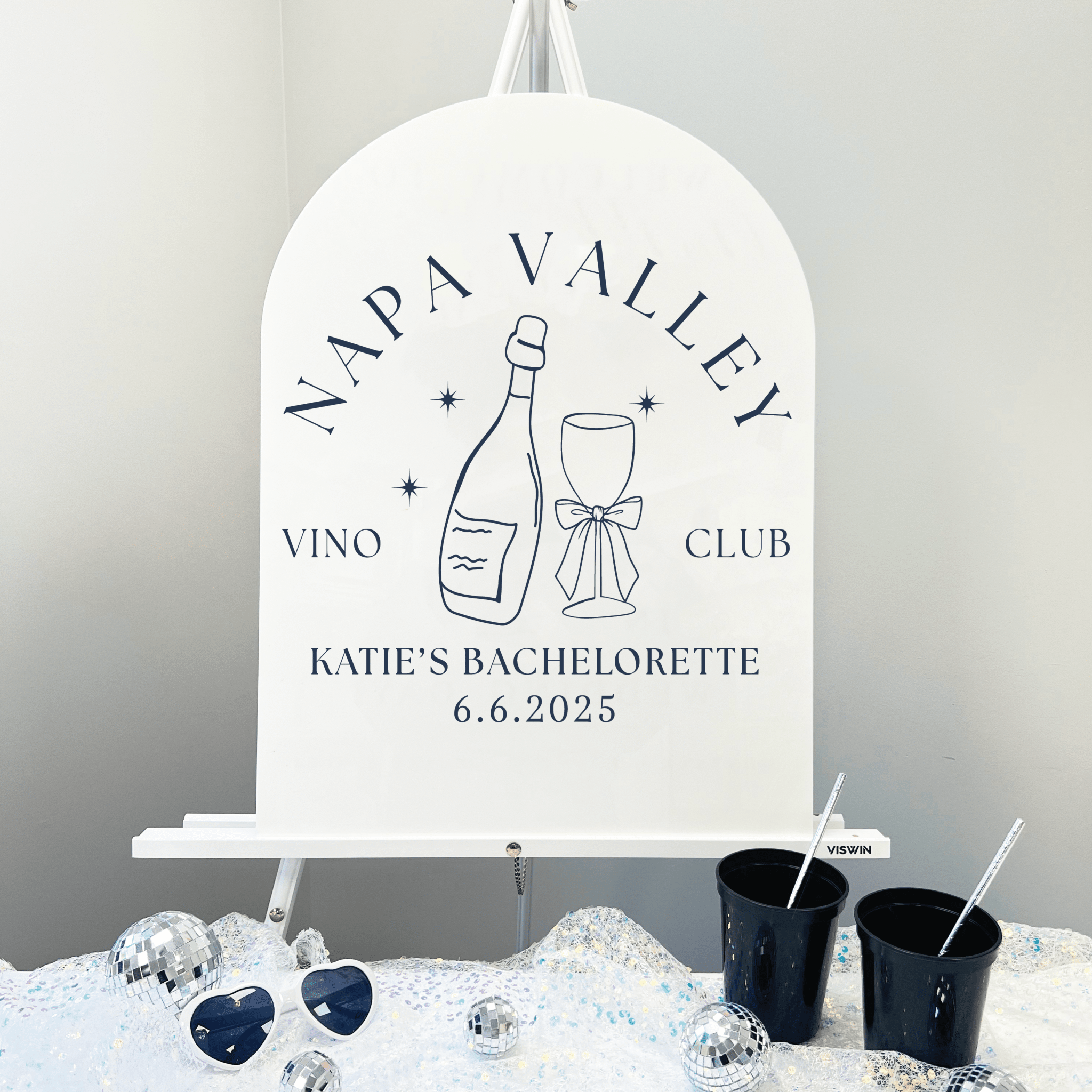 Vino Club Acrylic Bachelorette Sign - Bachelorette Sign