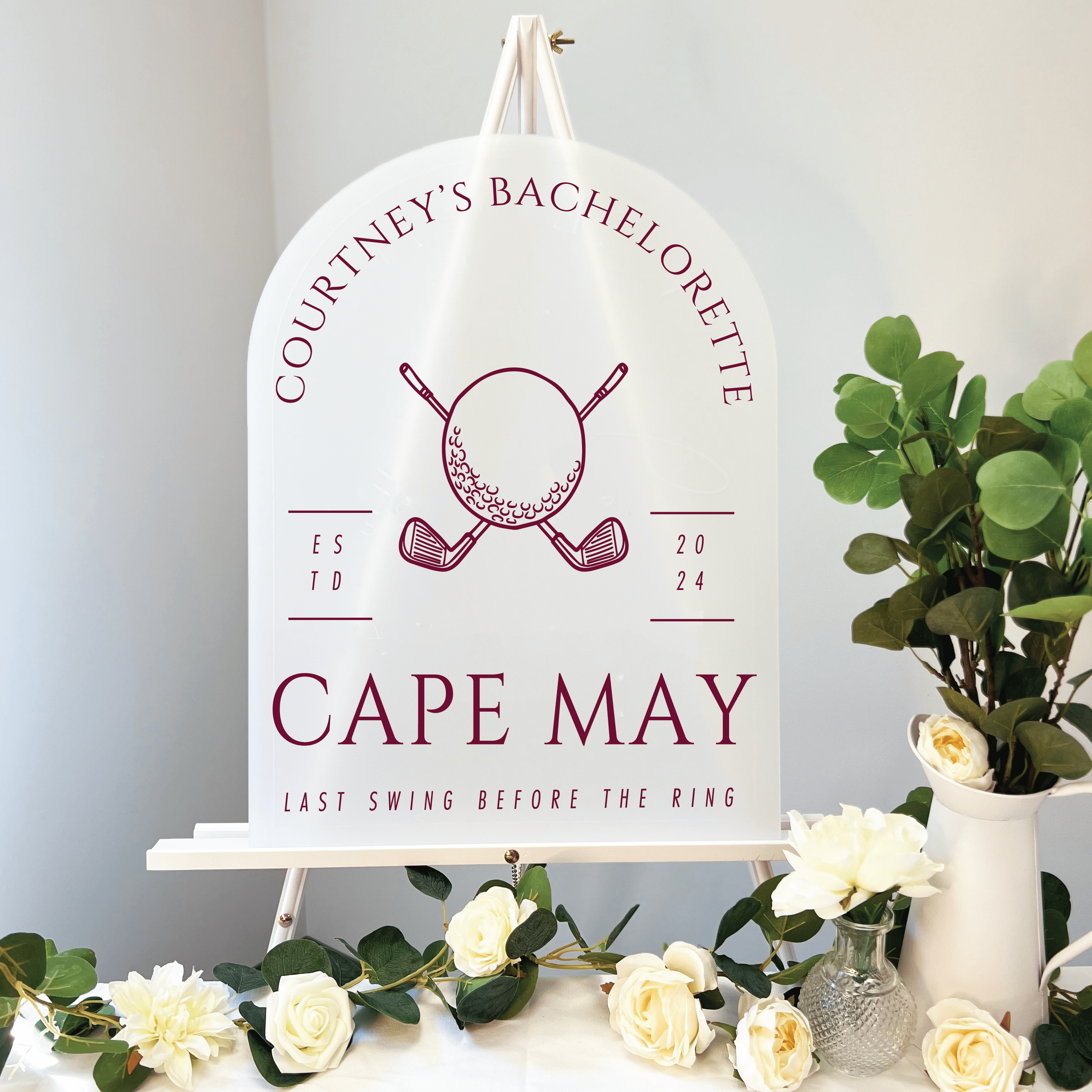 Last Swing Before The Ring Acrylic Bachelorette Sign - Bachelorette Sign