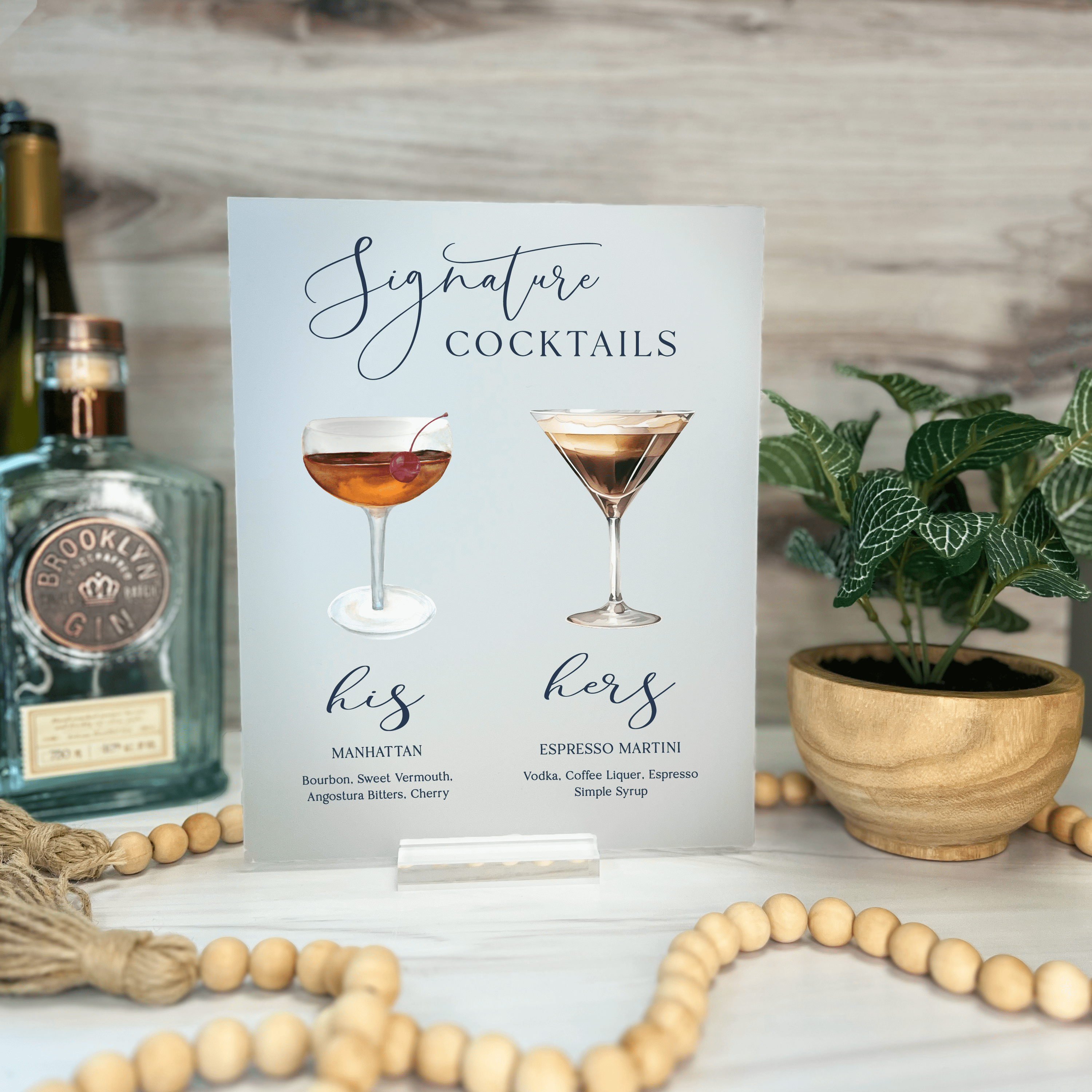 Signature Drinks Bar Sign - Bar Menu