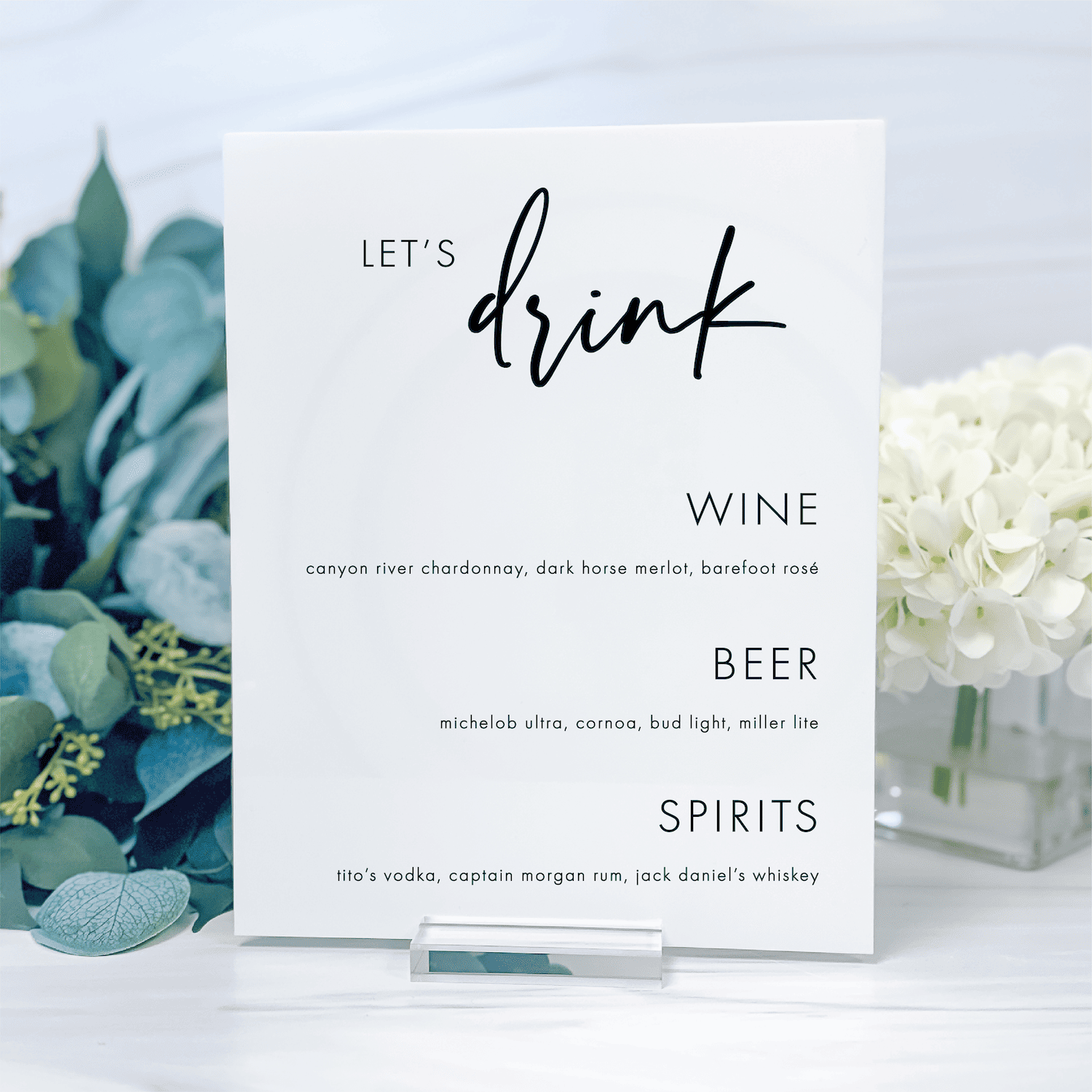 Let's Drink Bar Menu Sign