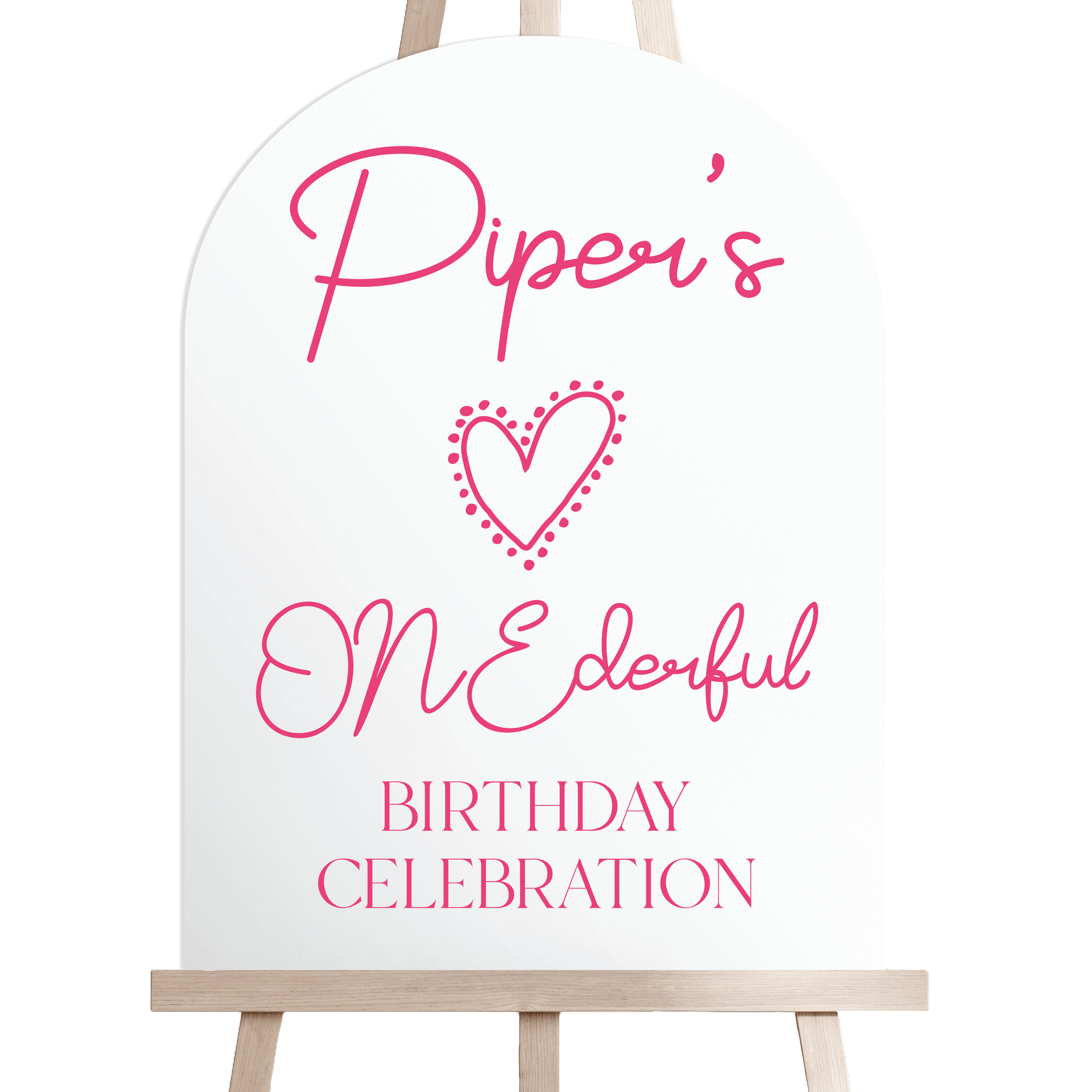Ms ONEderful Heart Personalized Birthday Sign