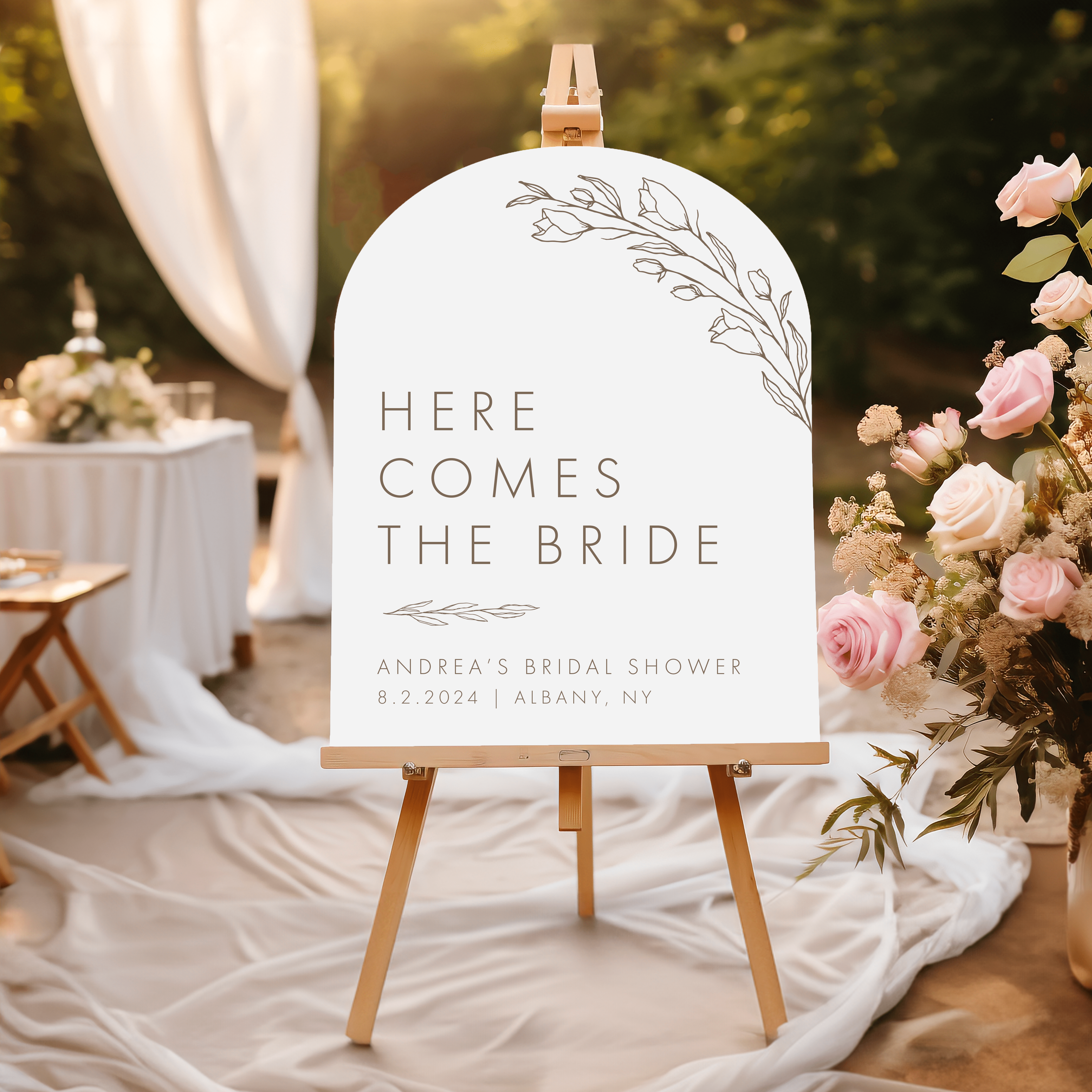 Here Comes The Bride Acrylic Bridal Shower Sign - Welcome Sign
