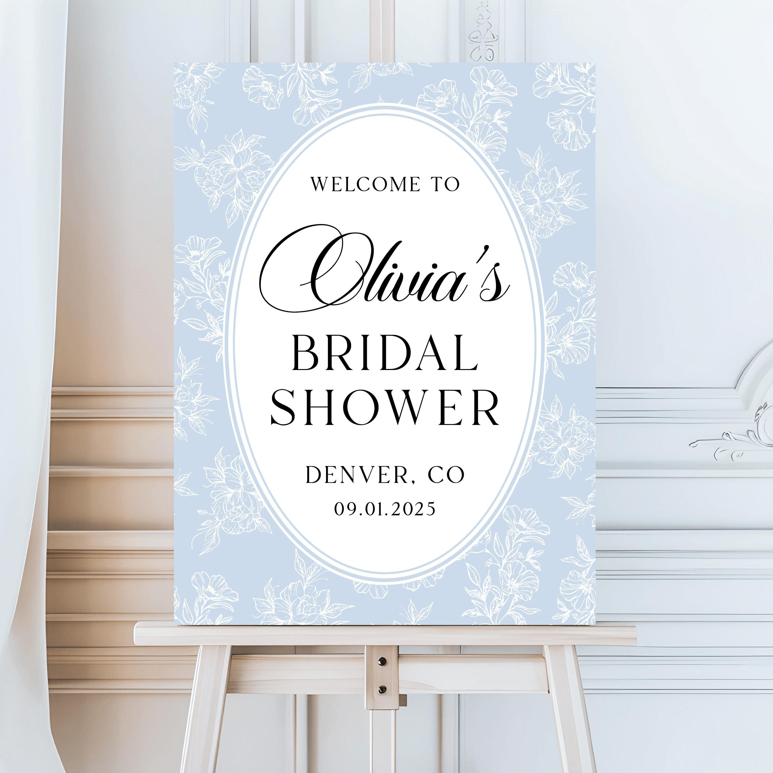 Dainty Florals Custom Bridal Shower Acrylic Sign - Welcome Sign