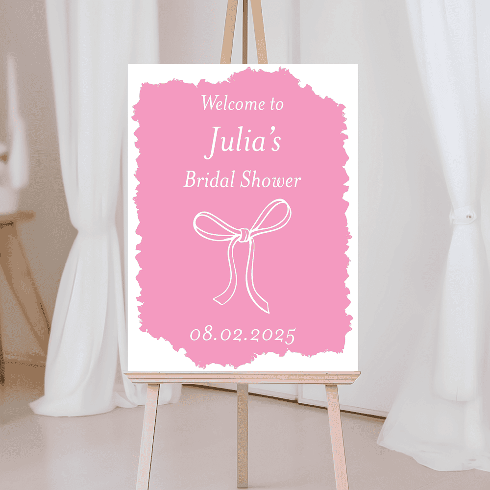 Elegant Bow Personalized Bridal Shower Sign - Welcome Sign