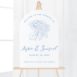 Summer Hydrangea Wedding Welcome Sign