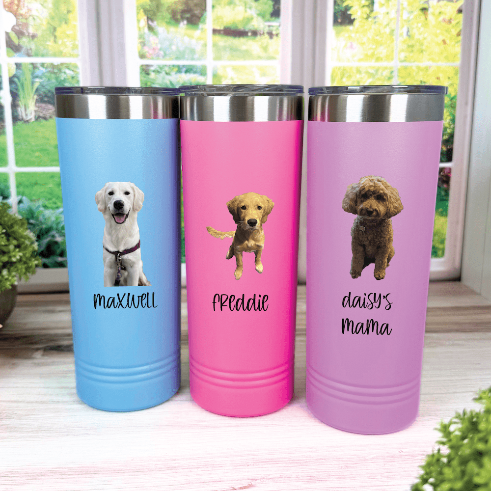 Pet Photo Skinny Tumbler – 22oz UV Printed | Custom Pet Lover Gift