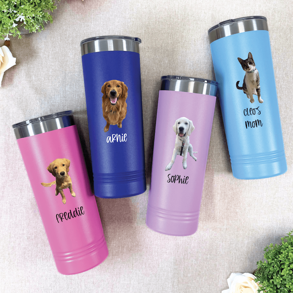 Pet Photo Skinny Tumbler – 22oz UV Printed | Custom Pet Lover Gift