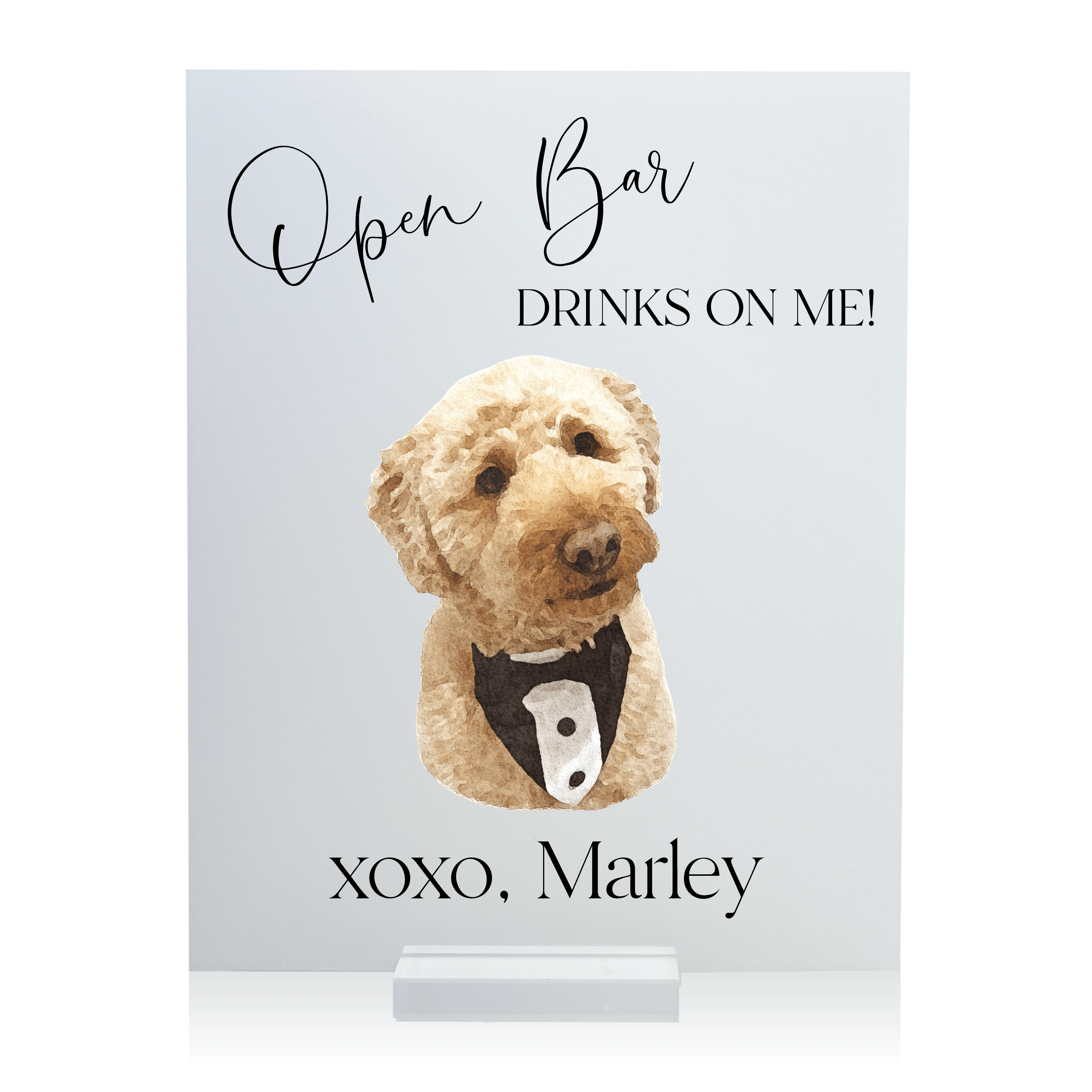 Open Bar Wedding Bar Sign with Pet - Bar Menu