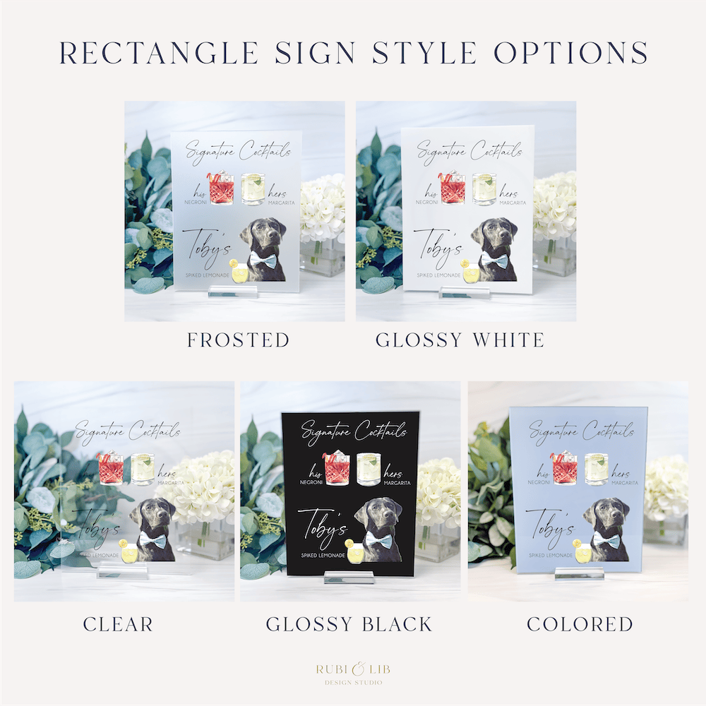Signature Cocktail Wedding Bar Sign with Pet