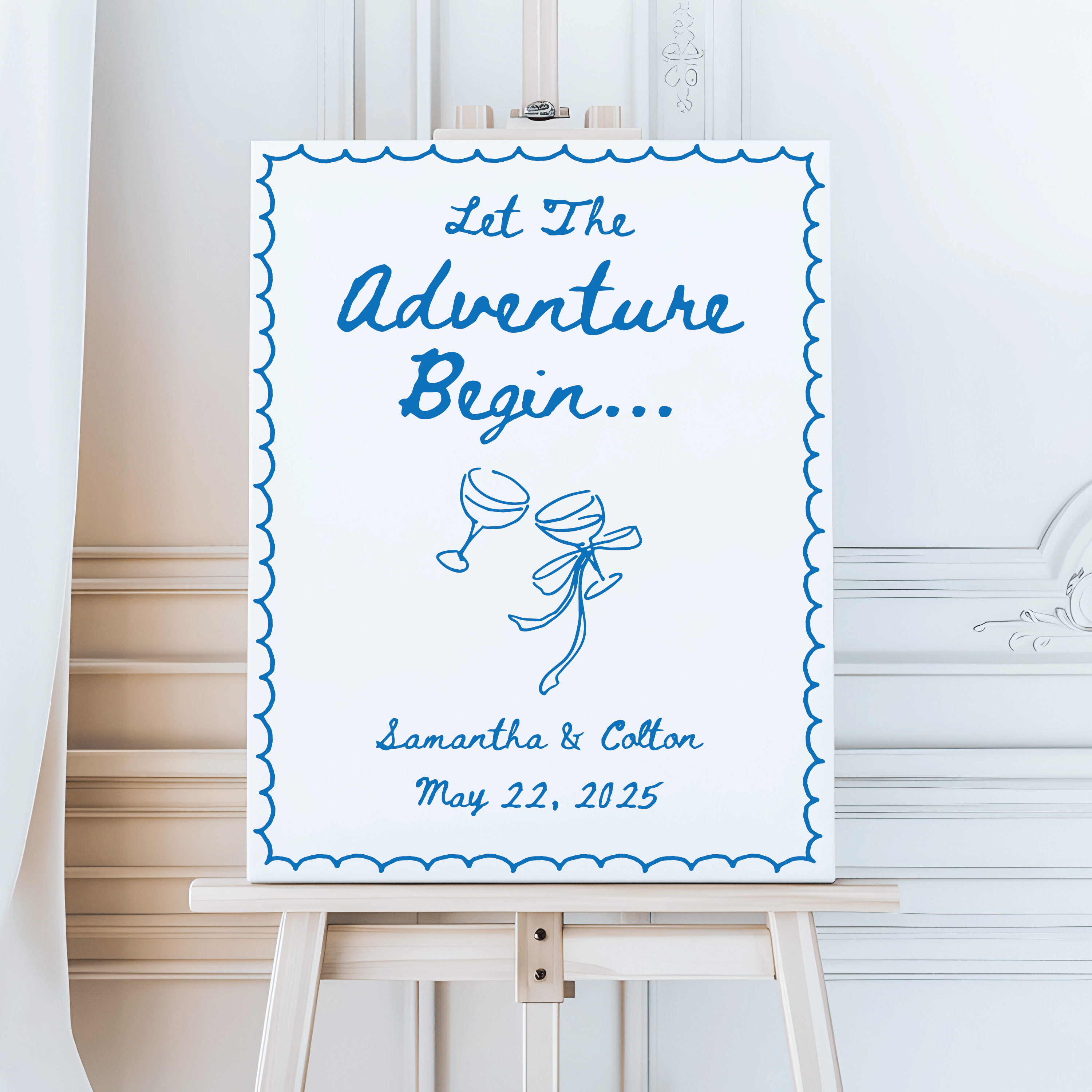 Let The Adventure Begin Wedding Welcome Sign - Welcome Sign
