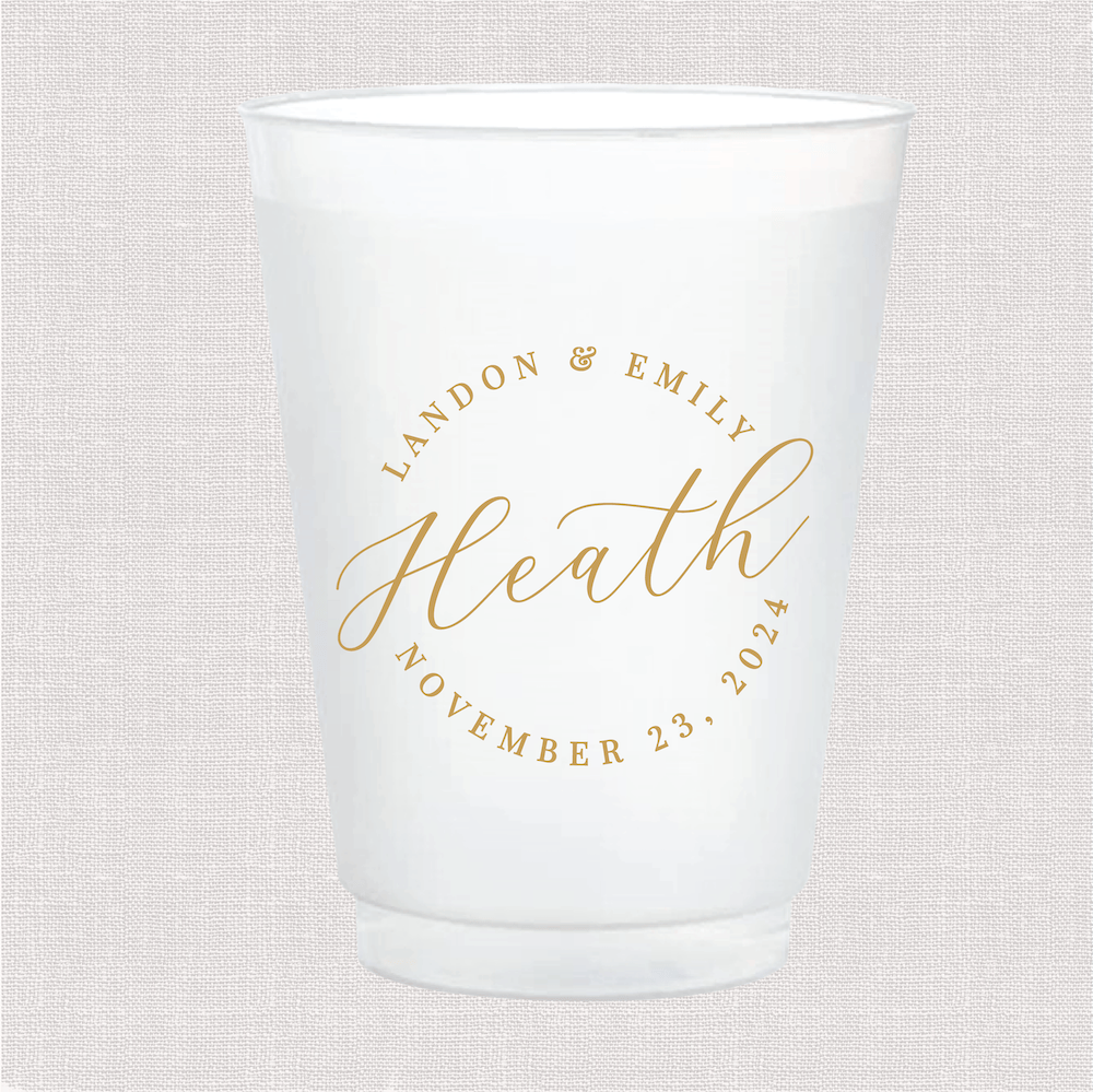 Custom Script Wedding Frosted Shatterproof Cups