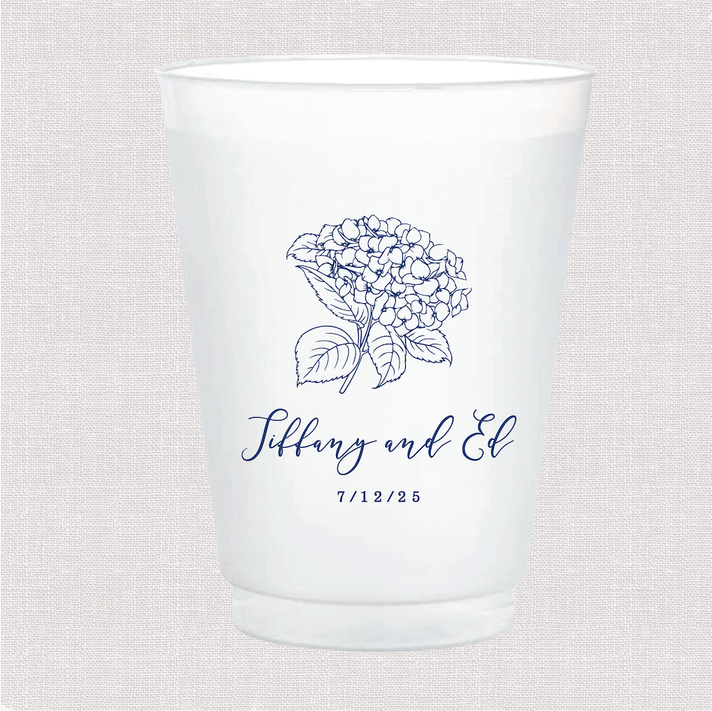 Summer Hydrangea Personalized Frosted Wedding Cups
