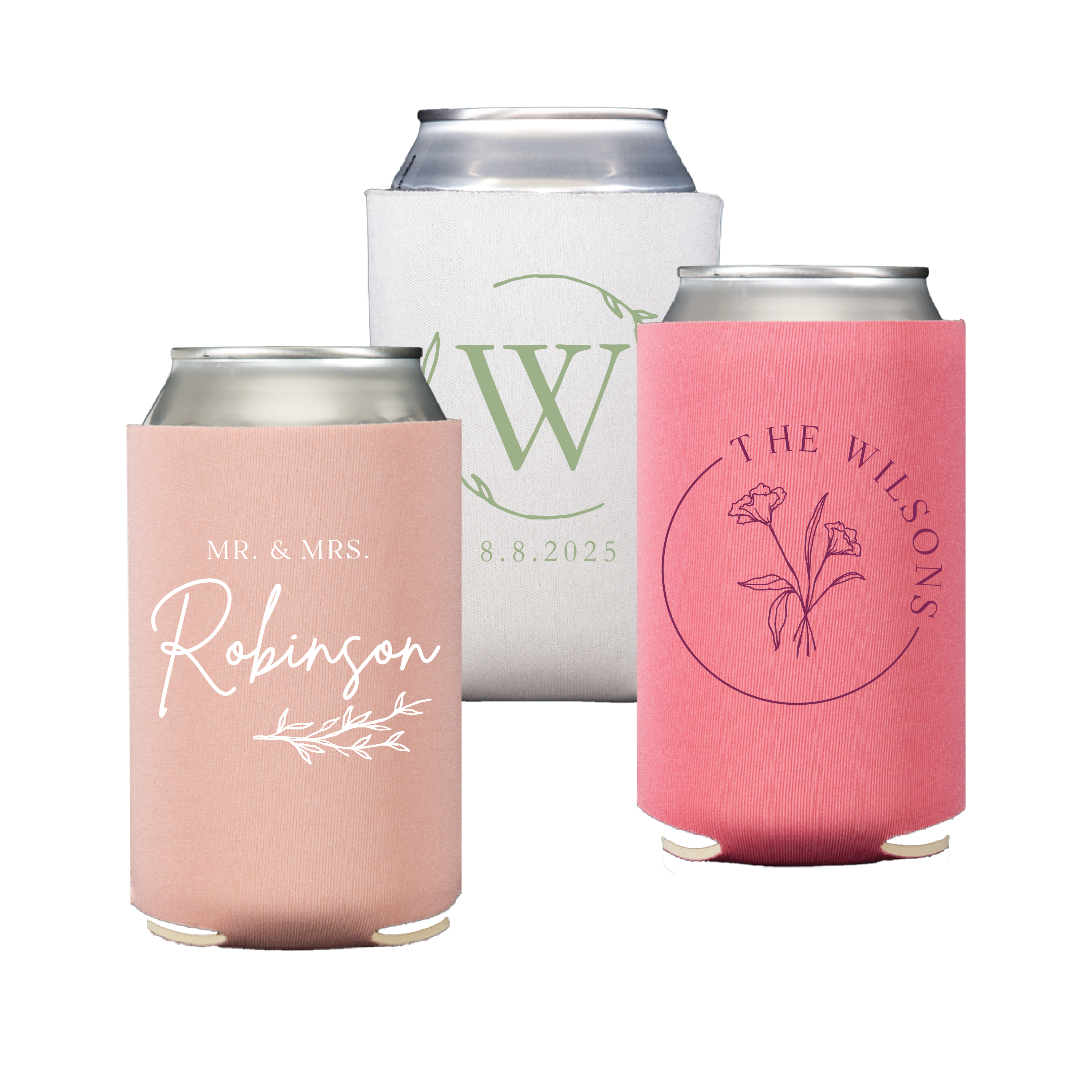 Wedding Can Cooler - Floral Motif - Can Cooler