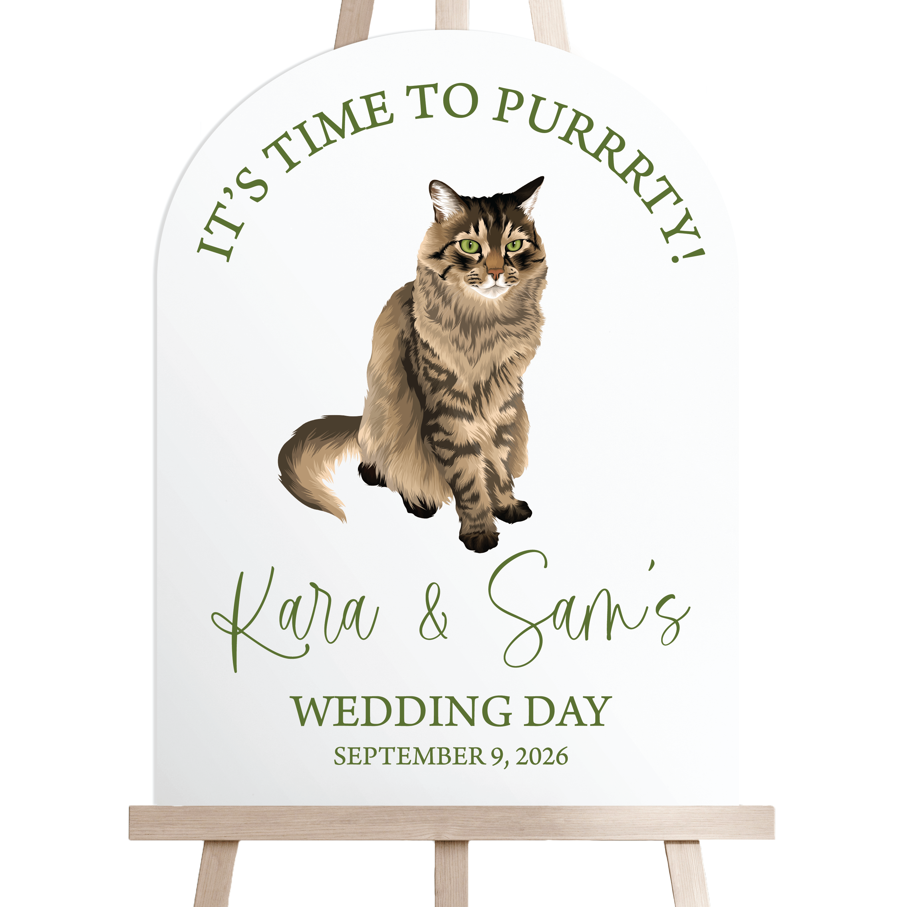 Custom Illustrated Cat Wedding Sign - Portrait - Welcome Sign