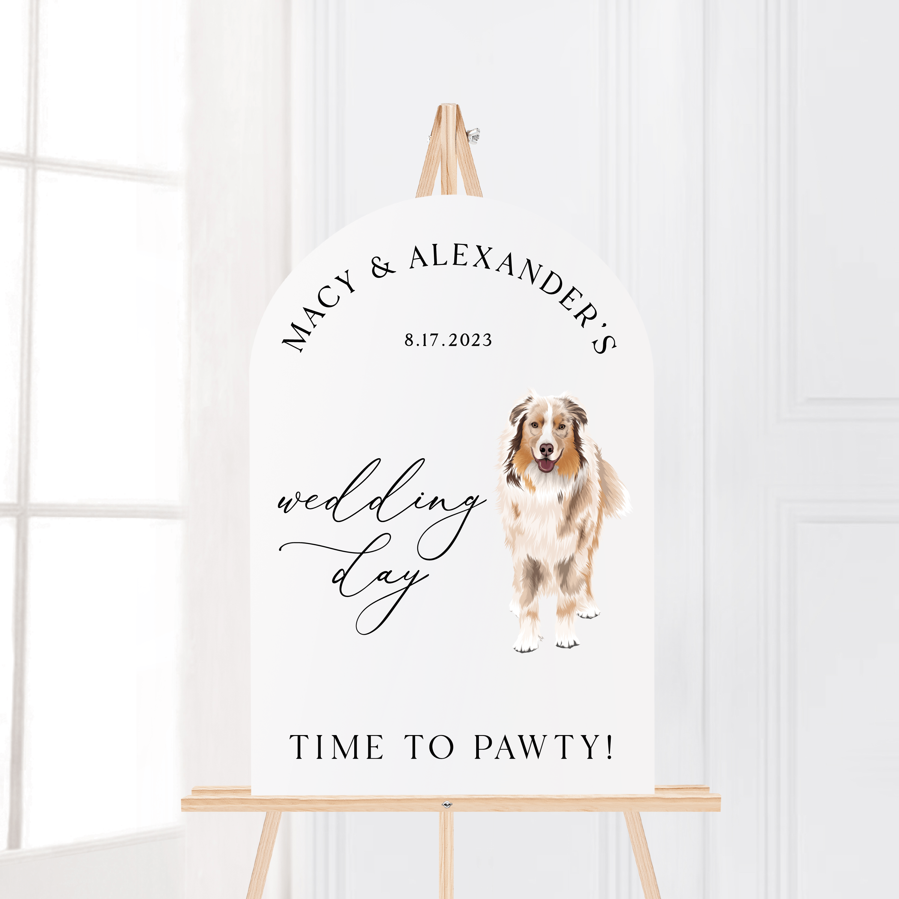 Custom Illustrated Pet Wedding Day Sign - Portrait - Welcome Sign