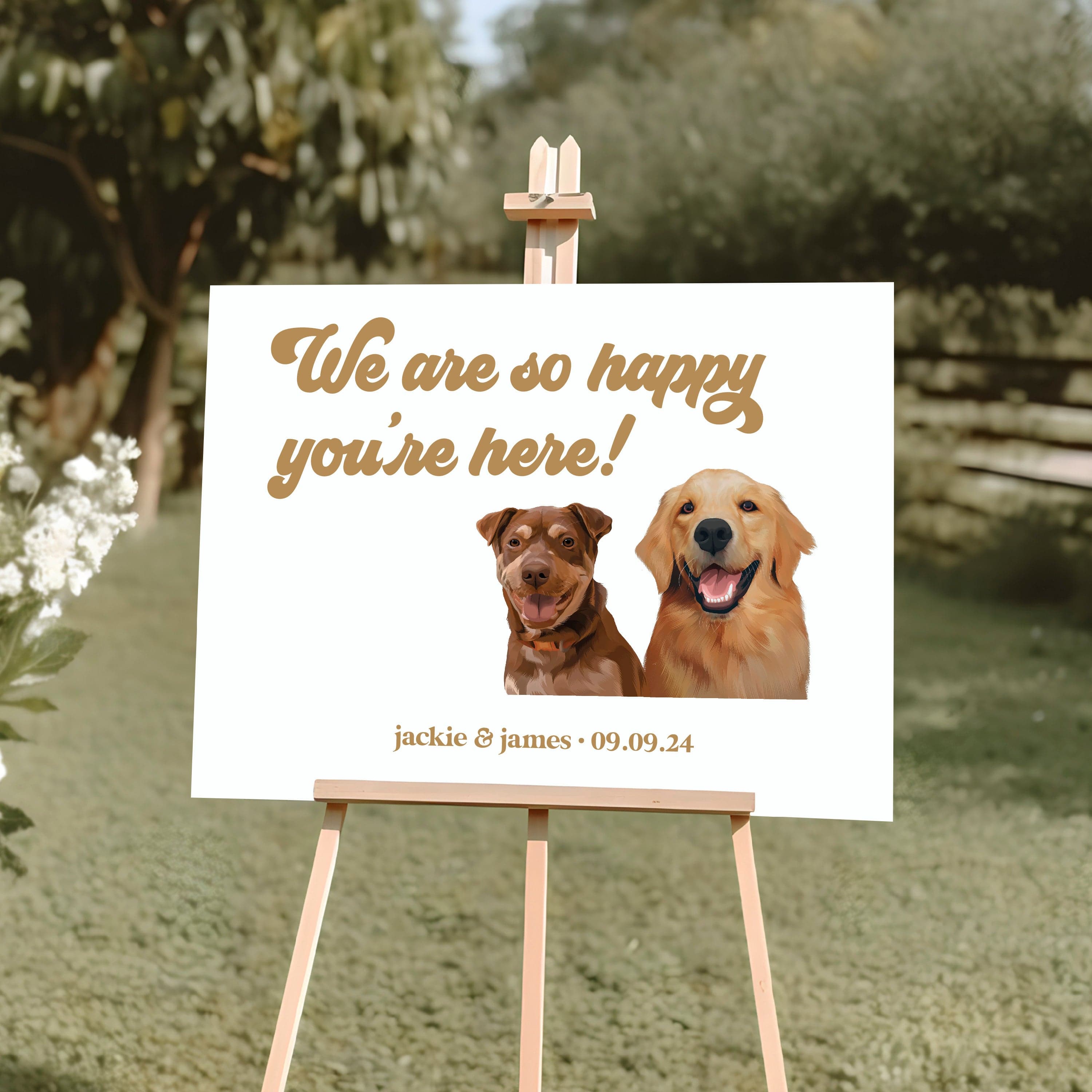 We're So Happy You're Here Pet Sign - Landscape - Welcome Sign