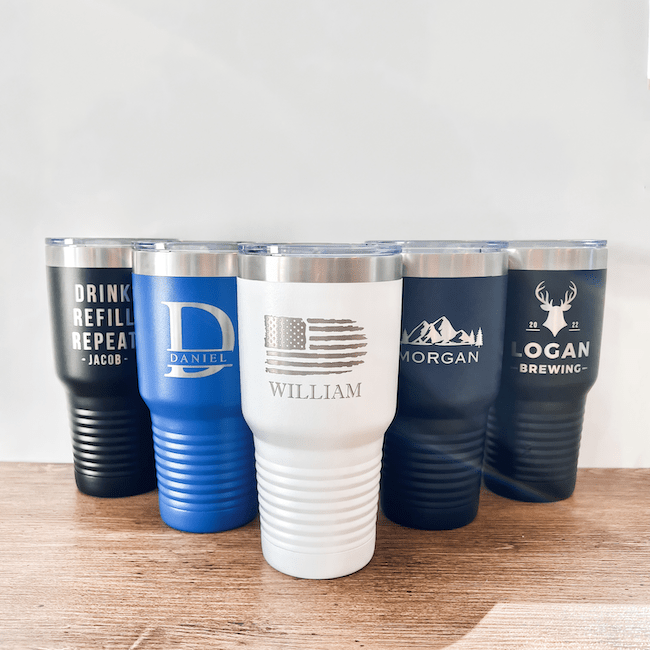 Groomsmen Custom Coffee/Cocktail Tumbler - Laser Engraved Travel Cup