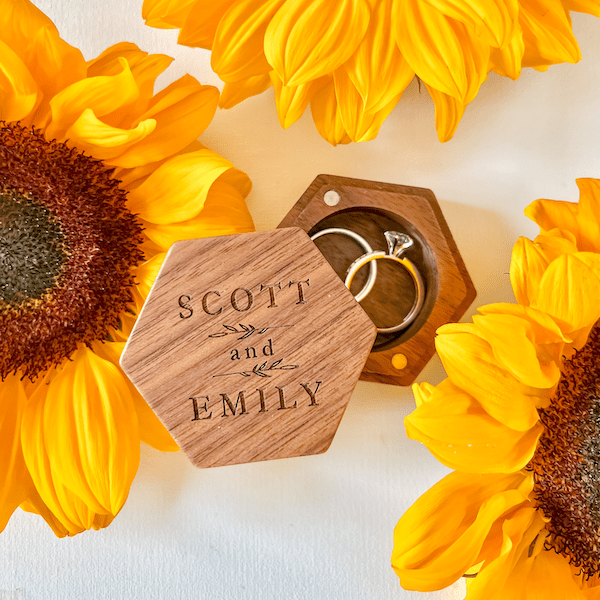 Personalized Wooden Ring Box - Laser Engraved - Ring Box