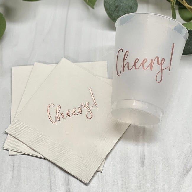 Cheers Plastic Cups and Napkins - Quick Ship