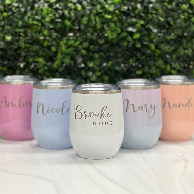 Engraved Stemless Wine Glass - Bridal Party