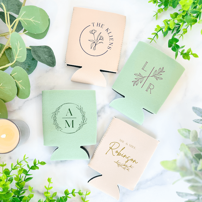 Wedding Can Cooler - Floral Motif - Can Cooler