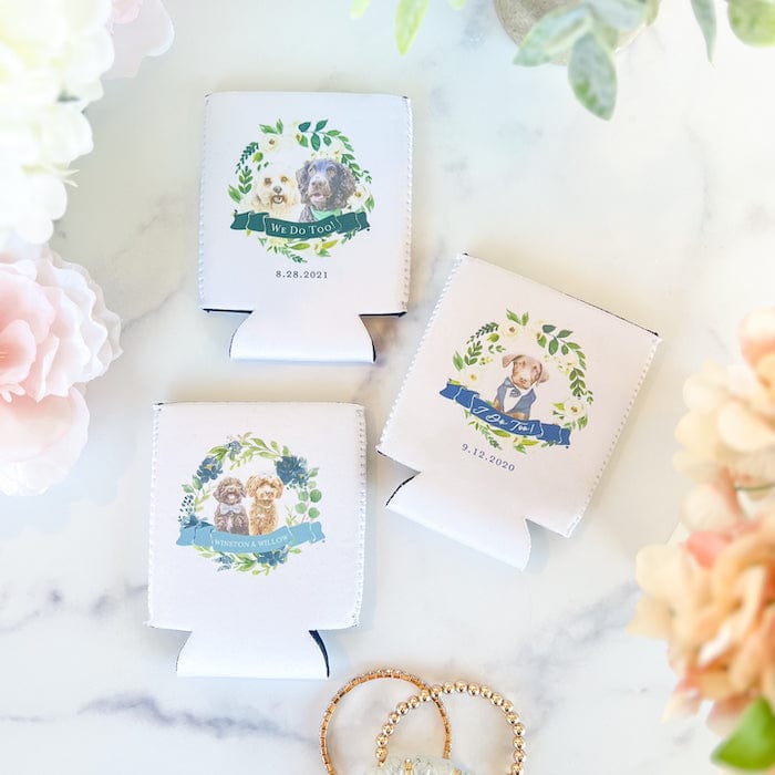 Dog Bar Full Color Wedding Beer Can Cooler - CAN COOLERS: Watercolor Pet