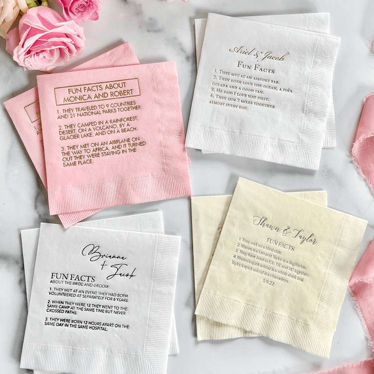 Wedding Fact Napkins - Napkins - Foil Stamped - Fun Fact