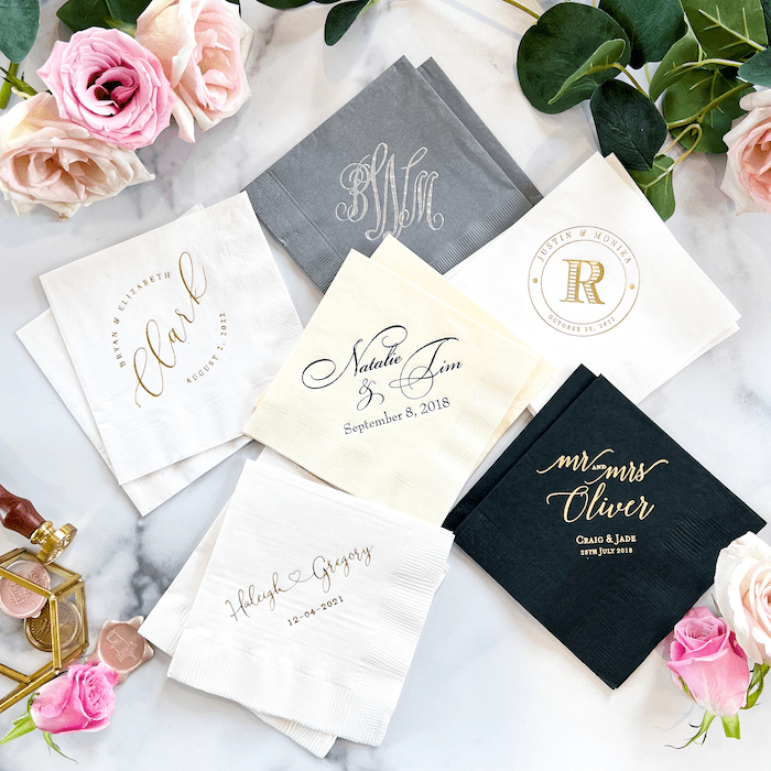 Custom Wedding Napkins - Napkins - Foil Stamped
