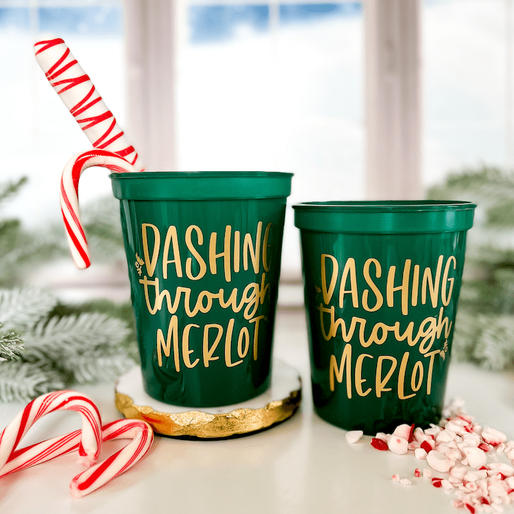 Dashing Through Merlot Christmas Stadium Cups - Quick Ship