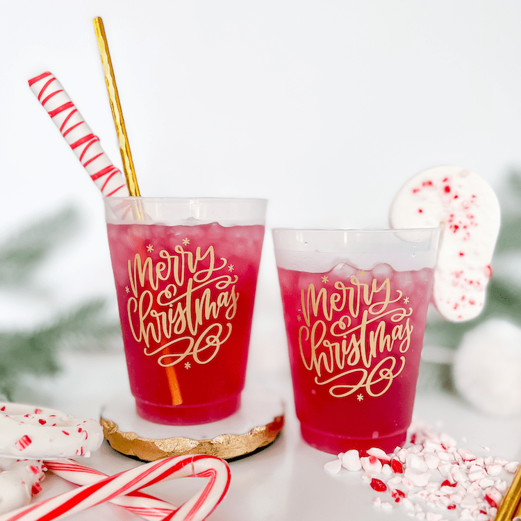 Merry Christmas Frosted Cups - Quick Ship
