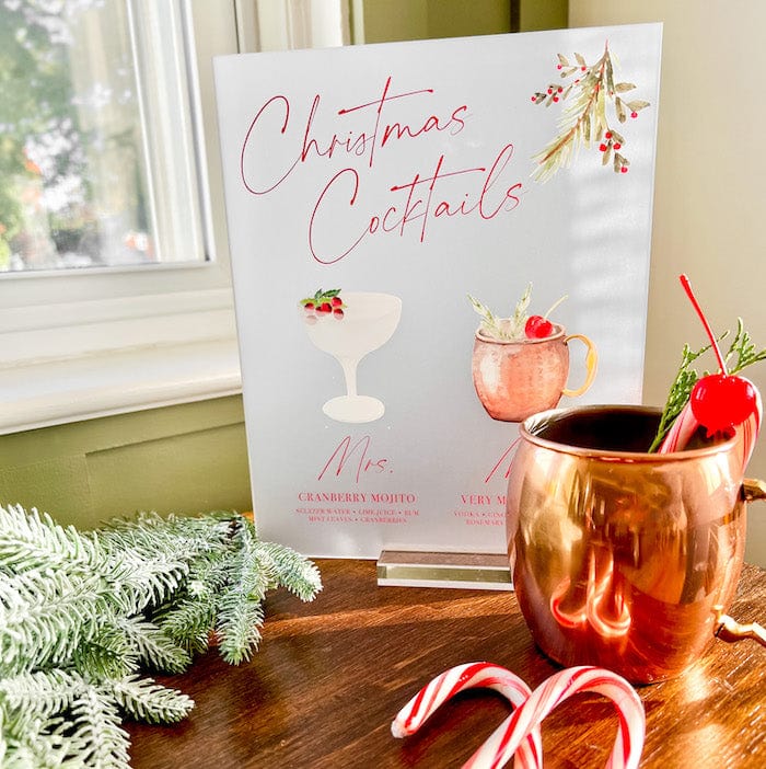 Holiday Acrylic Wedding Bar Menu - Bar Menu