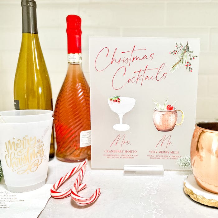 Holiday Acrylic Wedding Bar Menu - Bar Menu