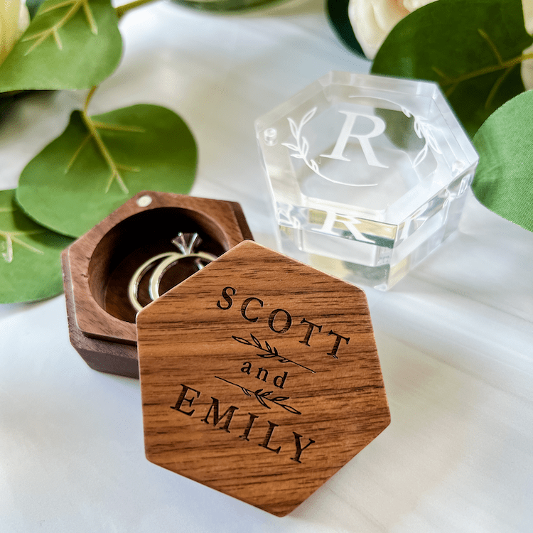 Personalized Ring Box - Laser Engraved - Ring Box