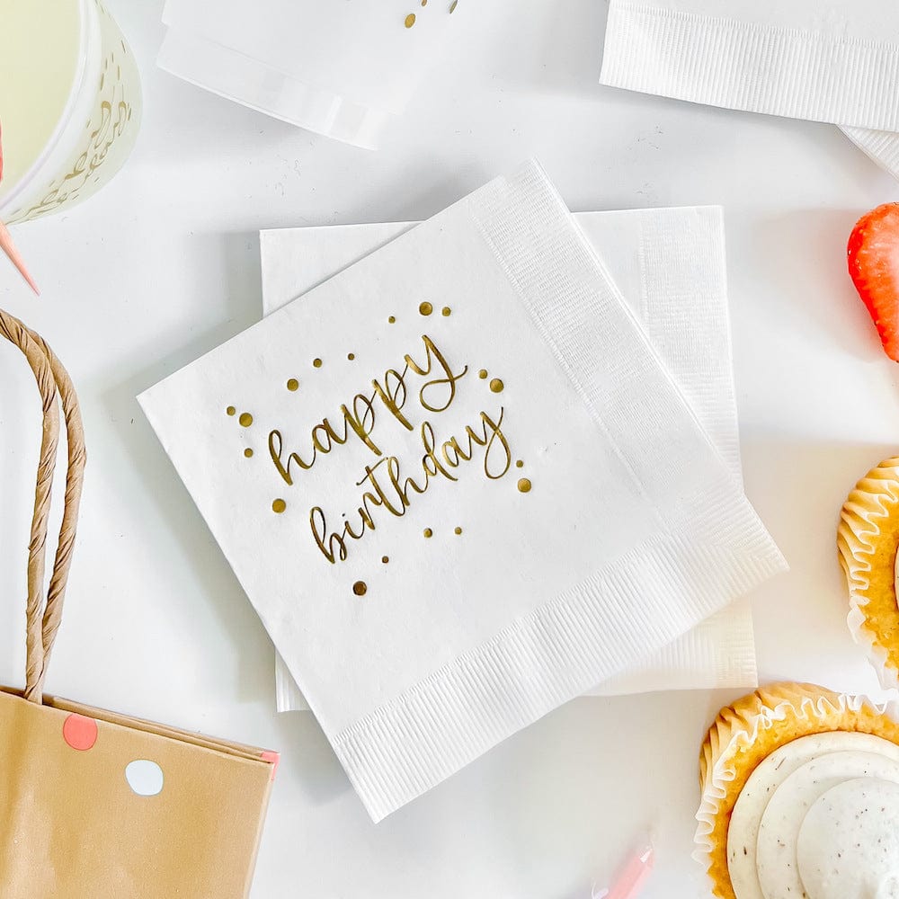 Happy Birthday Plastic Cups and Napkins - Quick Ship