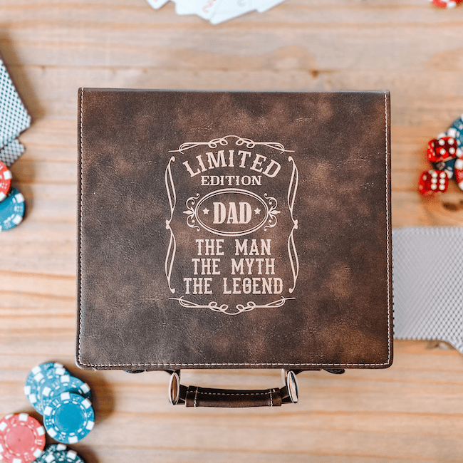 Engraved poker chip and card set, wedding party gift for him