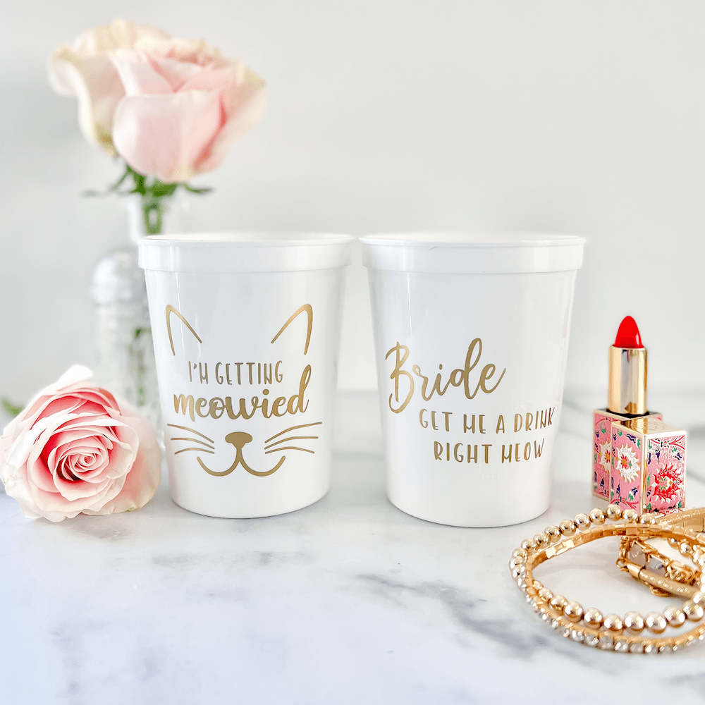 Ready to Ship Bride Stadium Cup - I'm Getting Meowied - Quick Ship