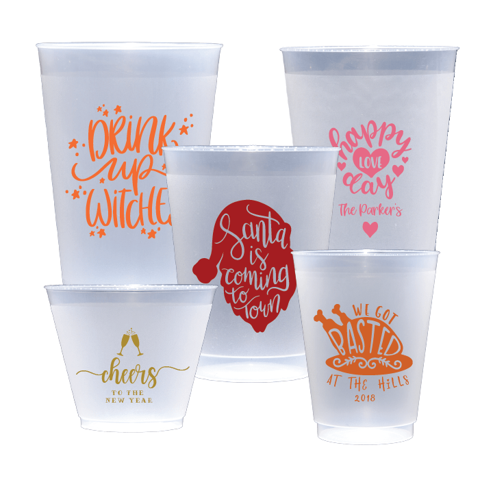 Holiday Frosted Plastic Cups - Cup - Frosted