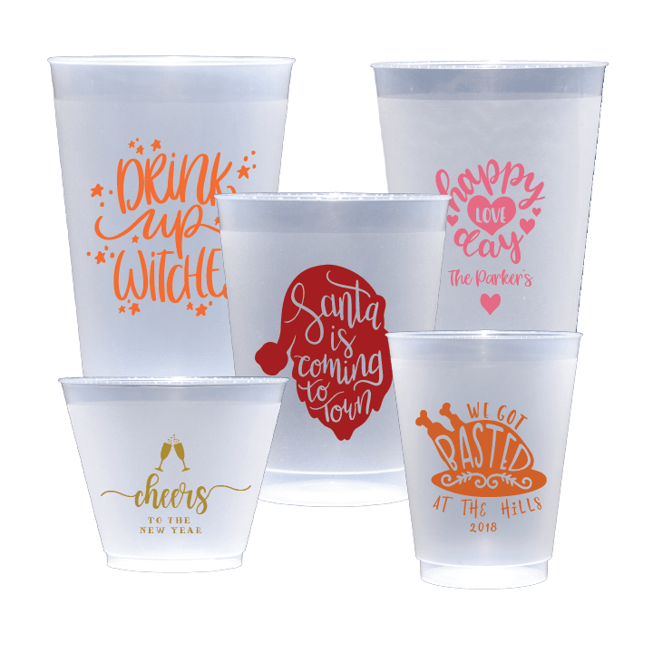 Holiday Frosted Plastic Cups - Cup - Frosted