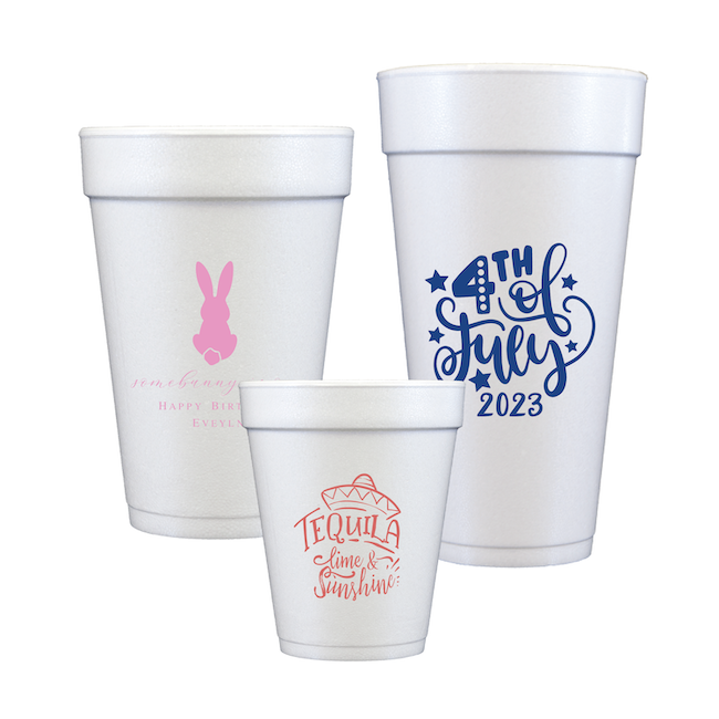 Holiday Personalized Foam Cups – Rubi and Lib Design Studio
