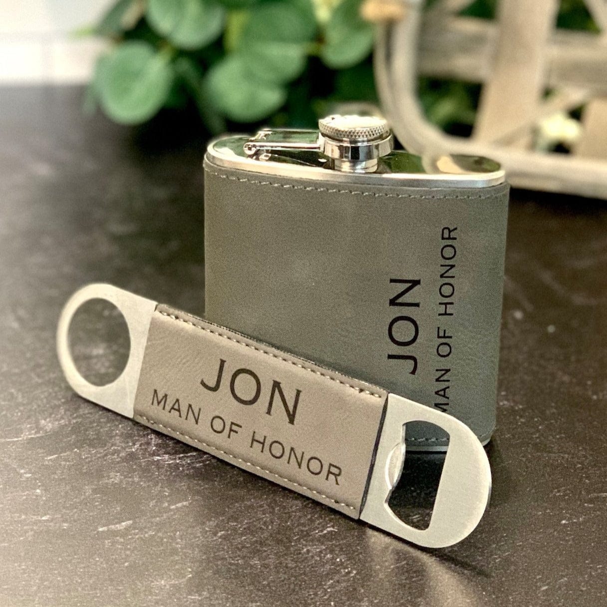 Man of Honor Flask and Bottle Opener - Flask