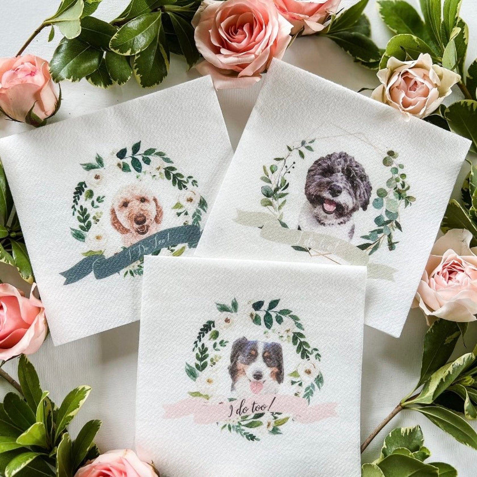 Wedding Wreath Full Color Napkins | Pet Lover - Napkins - Watercolor Pet