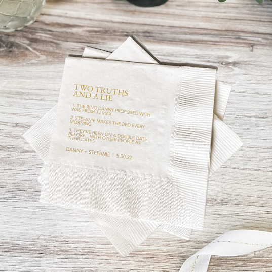 Two Truths and a Lie Wedding Napkins