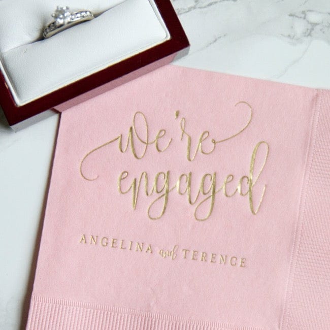 Engagement Party Personalized Napkins - Napkins - Foil Stamped