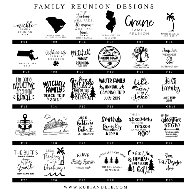 Personalized family reunion frosted plastic cups with family name and year