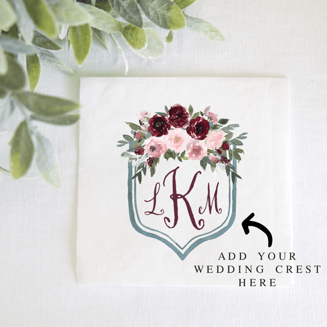 Wedding Crest Full Color Napkins - Napkins - Full Color DIY