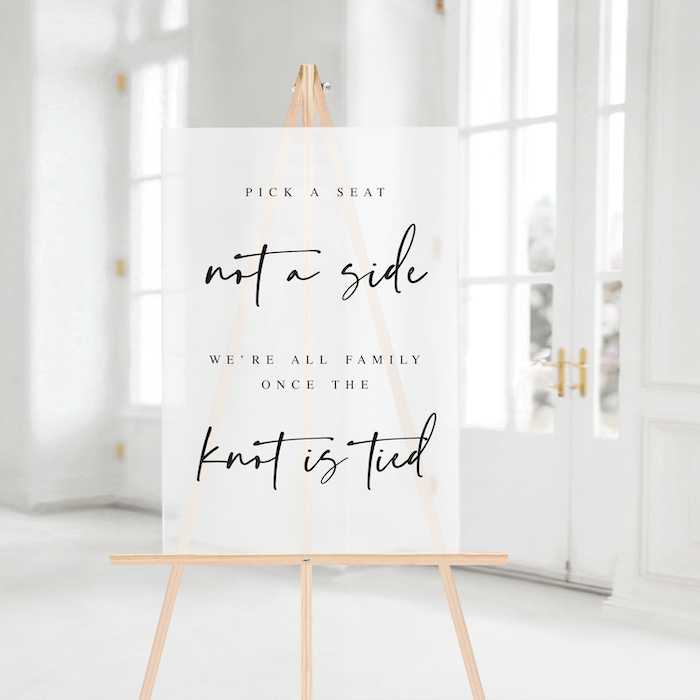 Pick a Seat Not A Side Wedding Ceremony Sign - Welcome Sign