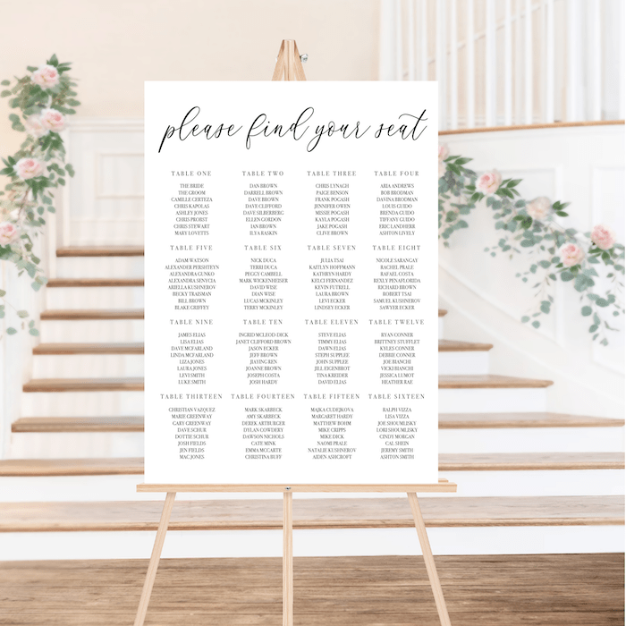 Please Find Your Seat Wedding Seating Chart - Welcome Sign